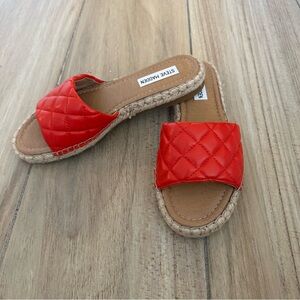 Steve Madden Quilted Espadrille Slide Sandal in Red
